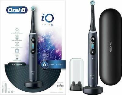 Oral-B iO Series 8 Ηλεκτρική Οδοντόβουρτσα με Χρονομετρητή, Αισθητήρα Πίεσης και Θήκη Ταξιδίου Μαύρη