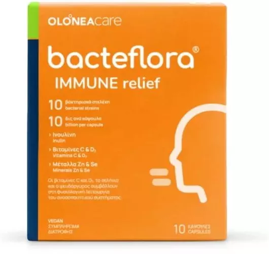 Olonea Bacteflora Immune Relief με Προβιοτικά και Πρεβιοτικά 10 Φυτικές Κάψουλες