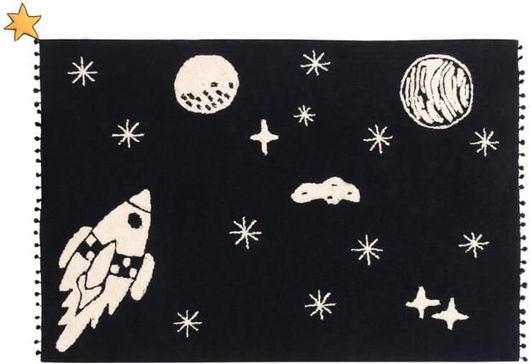 Παιδικό Χειροποίητο Χαλί Lorena Canals Universe Βαμβακερό 140x200cm Μαύρο