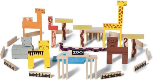 BS TOYS Ξύλινο Παιχνίδι Τουβλάκια Ζωολογικός Κήπος GA256