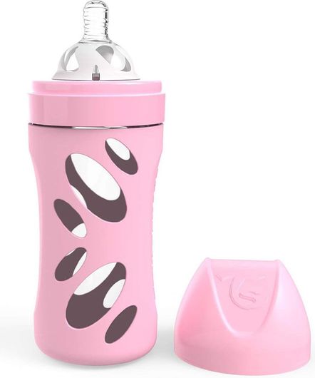 Μπιμερό Twistshake Κατά των Κολικών Γυάλινο 260ml Ροζ