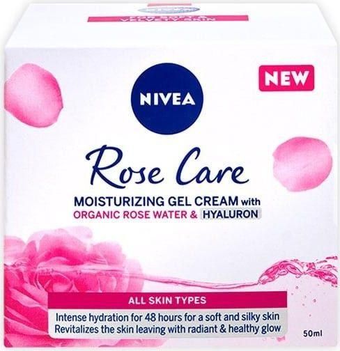 Gel Προσώπου Nivea Rose Care 48ωρο Ημέρας για Ενυδάτωση με Υαλουρονικό Οξύ 50ml