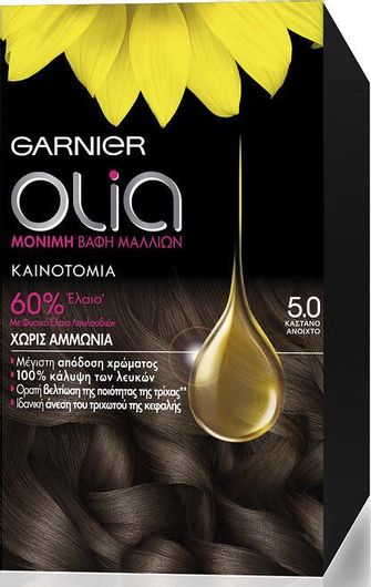 Μόνιμη Βαφή Μαλλιών Garnier Olia 5.0 Καστανό Ανοιχτό 50ml