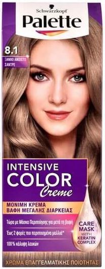 Μόνιμη Βαφή Μαλλιών Schwarzkopf Palette Intensive Color Creme 8.1 Ξανθό Ανοιχτό Σαντρέ 50ml