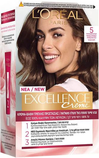 Βαφή Μαλλιών L'Oreal Excellence Creme 5 48ml Καστανό Ανοιχτό