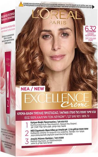 Βαφή Μαλλιών L'Oreal Excellence Creme No 6.32 Ξανθό Κεχριμπάρι 48ml