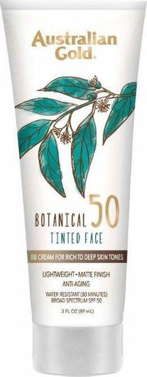 Australian Gold Botanical Mineral Αδιάβροχη Αντηλιακή Κρέμα Προσώπου SPF50 με Χρώμα Rich-Deep 88ml