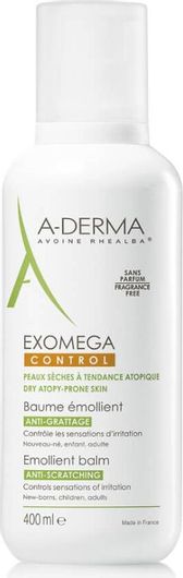 A-Derma Exomega Control Emolliente Balm Ενυδατικό Balm Ανάπλασης για Ατοπικές Επιδερμίδες 400ml