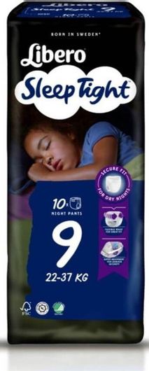 Πάνες Βρακάκι Libero Sleep Tight No.9 για 22-37kg 10τμχ