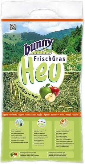 Τροφή Τρωκτικών Bunny Nature Fresh grass Hay με Μήλο 500gr
