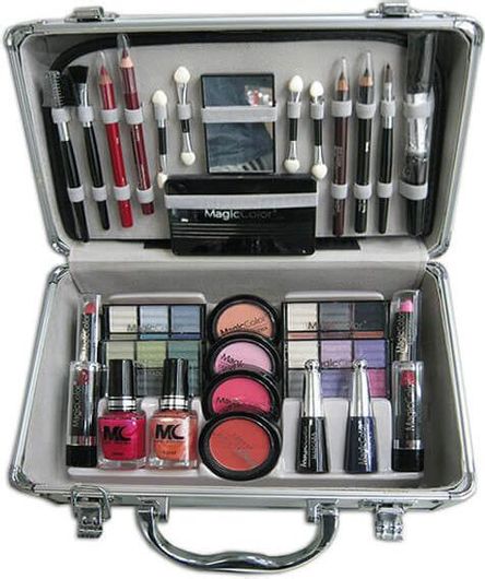 Βαλιτσάκι Μακιγιάζ Miss Young με Καλλυντικά, Πινέλα, Μανό & Καθρεφτάκι