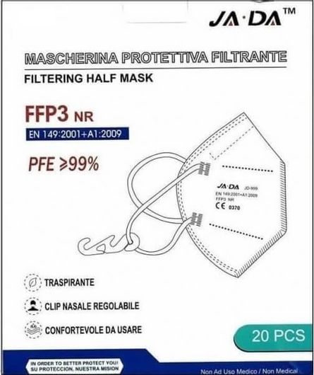 Μάσκα Προστασίας Jada FFP3 NR PFE 99% Μίας Χρήσης 1τμχ Λευκό