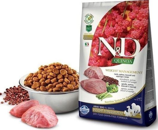 Farmina N&D Quinoa Weight Management 2.5kg Ξηρά Τροφή χωρίς Σιτηρά για Ενήλικους Σκύλους με Αρνί