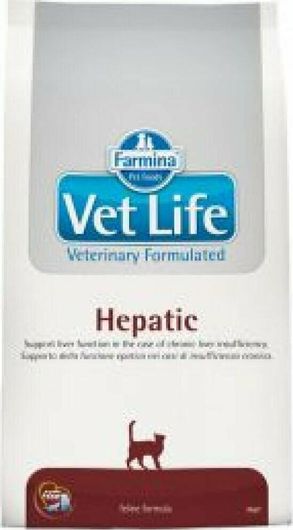 Ξηρά Τροφή Farmina Vet Life Hepatic 2kg για Ενήλικες Γάτες με Καλαμπόκι, Κοτόπουλο & Ψάρια