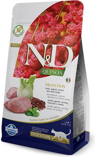 Ξηρά Τροφή Farmina N&D Quinoa Digestion Adult 1.5kg για Ενήλικες Γάτες με Ευαίσθητο Γαστρεντερικό με Αρνί