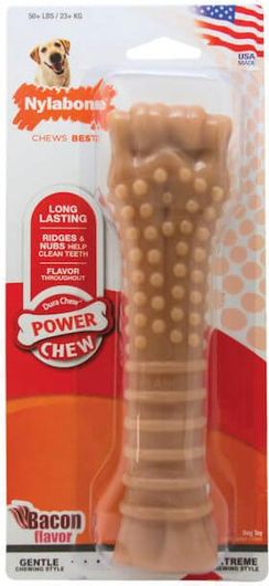 Παιχνίδι Σκύλου Nylabone Power Κόκκαλο Μασητικό με Γεύση Μπέικον XL 19cm Καφέ
