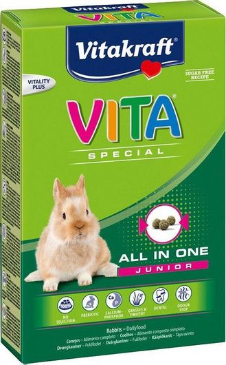 Τροφή Τρωκτικών Vitakraft Χόρτα για Νεαρό Κουνέλι Vita Special Junior 600gr