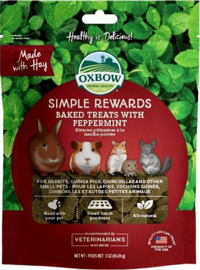Τροφή Τρωκτικού Oxbow Λιχουδιά για Ινδικό Χοιρίδιο / Χάμστερ / Κουνέλι με Μέντα Simple Rewards Timothy 56gr