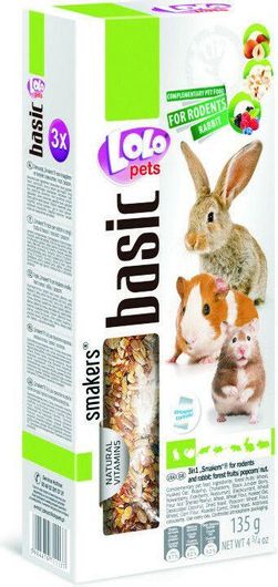 Τροφή Τρωκτικών Lolo Pets Λιχουδιά για Κουνέλι Smakers Basic 135gr