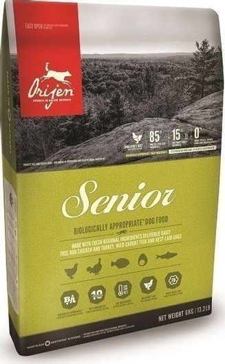 Ξηρά Τροφή Orijen Senior 2kg για Ηλικιωμένους Σκύλους χωρίς Σιτηρά με Γαλοπούλα & Κοτόπουλο