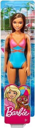 Κούκλα Barbie Beach Brown Hair With Pink And Blue Swimsuit Dhw40