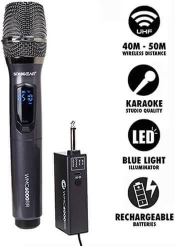 Ασύρματο Μικρόφωνο Karaoke Sonic Gear Professional UHF σε Μαύρο Χρώμα