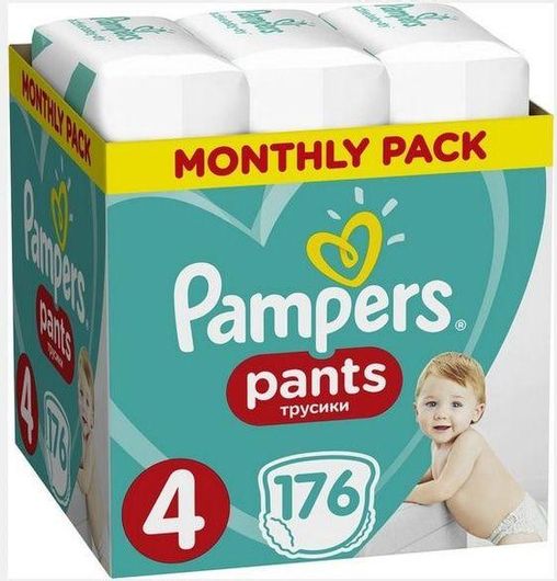Πάνες Βρακάκι Pampers Pants No.4 για 9-15kg 176τμχ