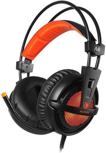 Sades A6 Over Ear Gaming Headset με σύνδεση USB Πορτοκαλί