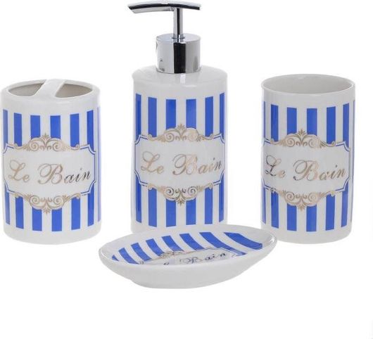 Σετ Μπάνιου Inart Ντισπένσερ/Ποτηροθήκη/Σαπουνοθήκη/Θήκη για Οδοντόβουρτσες Πολύχρωμο