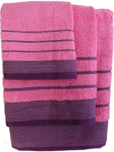 Σετ Πετσέτες 24home 75x145cm Ροζ/Μοβ 3τμχ