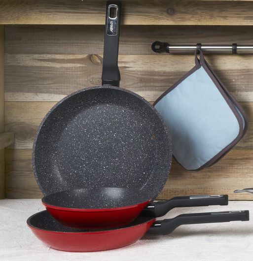 Σετ Τηγάνια Cook-Shop Marblestone Αντικολλητικά 20/24/28cm Κόκκινα 3τμχ