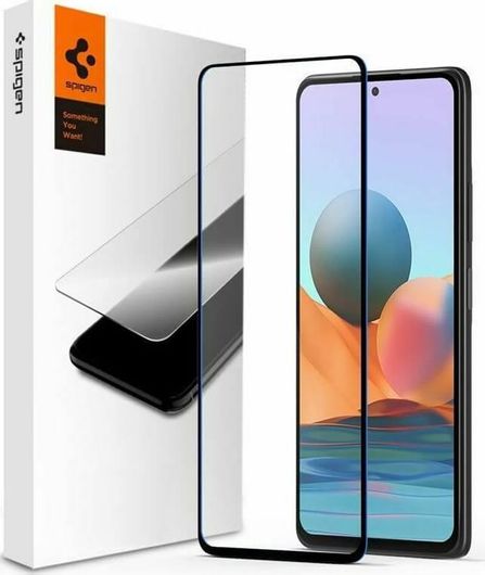 Προστατευτικό Γυαλί Spigen GLAS.tR Slim Fullface Xiaomi Redmi Note 10 - Note 10S Μαύρο