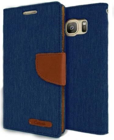 Θήκη Canvas Book Lenovo Vibe S1 - Μπλέ/Καφέ 