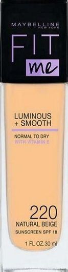 Foundation Maybelline Make Up Fit Me Luminous And Smooth No 220 Natural Beige 30ml