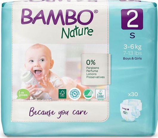 Bambo Nature Mini Πάνες με Αυτοκόλλητο No. 2 για 3-6kg 30τμχ