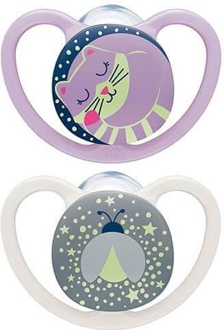 Πιπίλα Nuk Space Night Σιλικόνης 18-36m Γατούλα & Μέλισσα 2τμχ