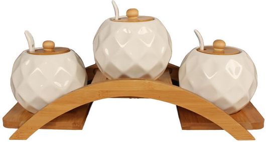 Βάζο Αποθήκευσης KESKOR Πορσελάνης 3τμχ 35x13.5x16cm Λευκό