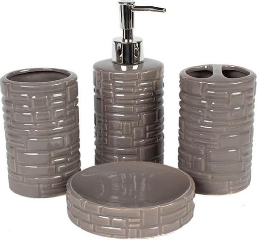 Σετ Μπάνιου KESKOR Κεραμικό 4τμχ 906415-1 Γκρι