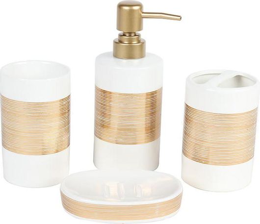 Σετ Μπάνιου KESKOR Κεραμικό 4τμχ 96418-2 Λευκό