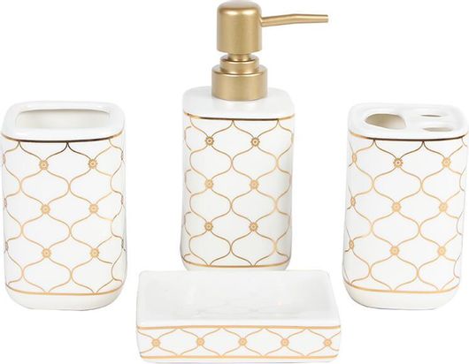 Σετ Μπάνιου KESKOR Κεραμικό 4τμχ 96421-1 Λευκό