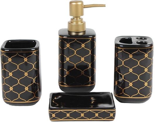 Σετ Μπάνιου KESKOR Κεραμικό 4τμχ 96421-2 Μαύρο