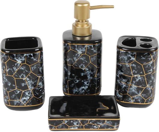 Σετ Μπάνιου KESKOR Κεραμικό 4τμχ 96417-1 Μαύρο