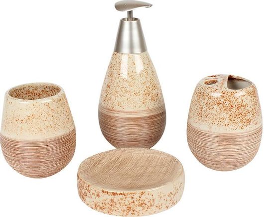 Σετ Μπάνιου KESKOR Κεραμικό 4τμχ 906411-1 Καφέ