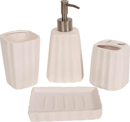 Σετ Μπάνιου KESKOR Κεραμικό 4τμχ 906410-1 Λευκό