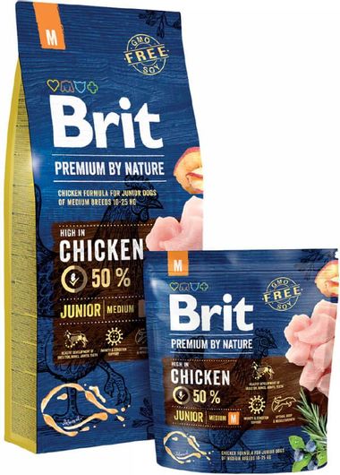 Brit Premium by Nature Junior Medium 3kg Ξηρά Τροφή χωρίς Γλουτένη για Κουτάβια Μεσαίων Φυλών με Κοτόπουλο