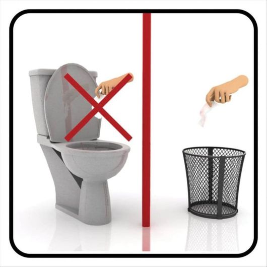 Πινακίδα Αυτοκόλλητη" μη Ρίχνετε Χαρτιά Στη Λεκανη¨ "95χ95μμ