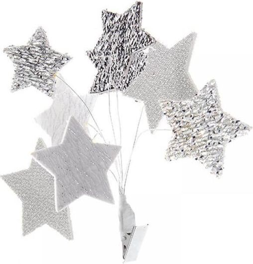 Αστέρια με Μανταλάκι Ασημί 16cm