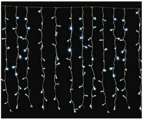 Χριστουγεννιάτικα Λαμπάκια 5m Κουρτίνα Διάφανο Καλώδιο 200 led Λευκό Φως