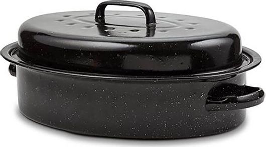 Γάστρα Nava 10-053-002 Οβάλ Εμαγιέ με Καπάκι 36x26cm Μαύρο