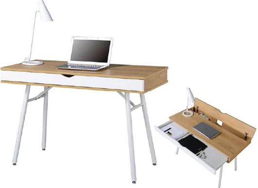 Γραφείο ΕΟ420 Ξύλινο με Μεταλλικά Πόδια 115x55x75cm Λευκό / Φυσικό